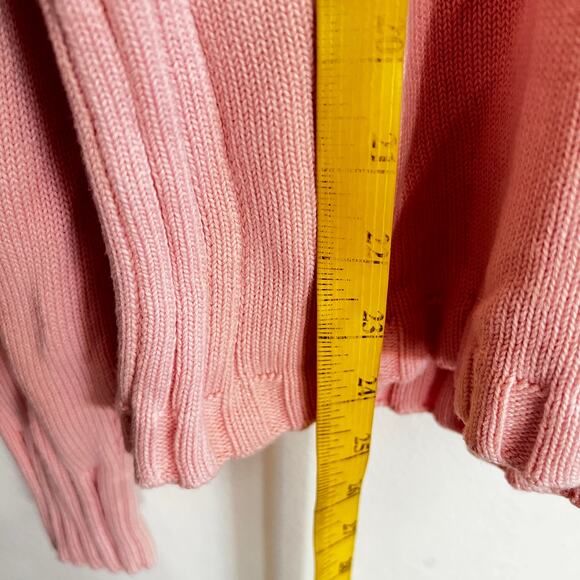 Pink Knit Mock Neck Sweater Pullover Cozy Chunky Winter Coquette Classic Medium - Picture 4 of 5